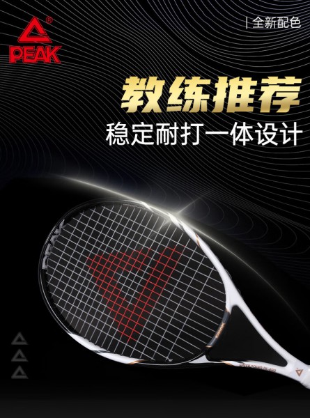 匹克PEAK网球拍男女初学者专业碳铝单只网球带绳回弹训练器套装 黑白