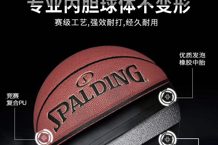 斯伯丁（SPALDING）经典掌控比赛耐打篮球 室内外通用7号PU材质篮球 76-875Y