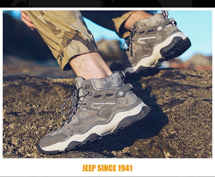 Jeep徒步鞋男运动跑步鞋男户外防滑耐磨马丁靴越野登山靴1206