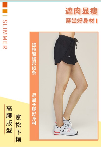 迪卡侬运动短裤女速干夏季薄款裤子WSHK黑色XS【偏大2码】-2699052