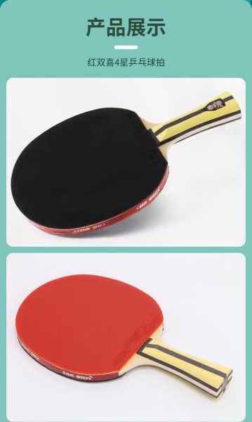 红双喜DHS狂飚四星级乒乓球拍升级版横拍H4002双面反胶附乒乓球