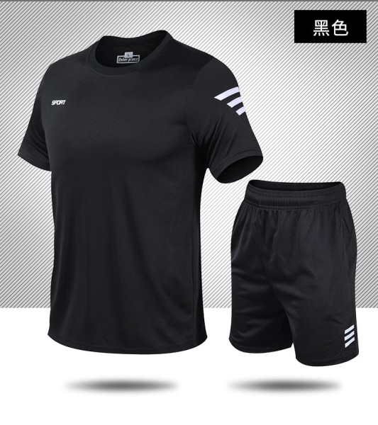 回力（Warrior）回力运动套装男夏季透气速干短袖短裤跑步篮足球服训练服饰两件套