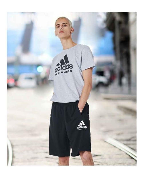 阿迪达斯 （adidas）男短裤透气休闲阿迪达斯短裤五分裤大LOGO短裤 黑/白 2XL