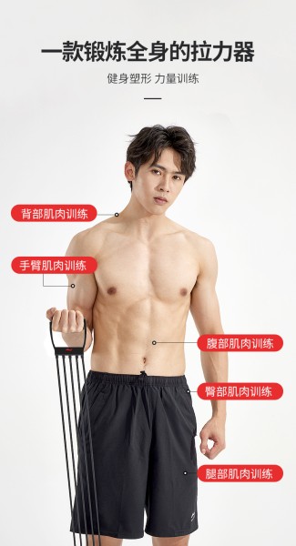 李宁（LI-NING）扩胸拉力器男士运动器材家用胸肌臂力训练练胸神器练肩弹力绳